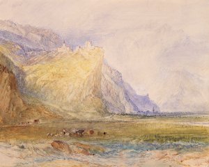 Vallée de Domleschg, vue vers le sud-est, vers Schloss Ortenstein, c.1853