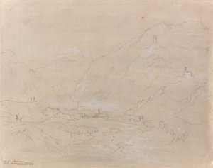 Paysage montagneux avec ville dans la vallée, c.1840 - Joseph Mallord William Turner