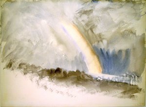 Paysage orageux avec un arc-en-ciel