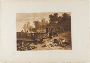 La cour de la ferme avec le coq, planche 17 de Liber Studiorum