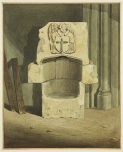 Ancien baptistère retiré du mur sud de la crypte de l