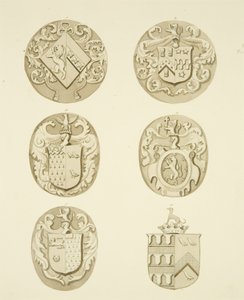 Blasons sur les pierres tombales à St Mary Redcliffe - Joseph Manning