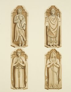 Quatre figures décorant les portes fabriquées par Clarke, de chaque côté de l