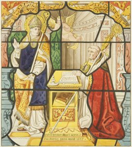 Vitrail dans la fenêtre de la sacristie de Saint-Marc, incluant Saint-Nicolas