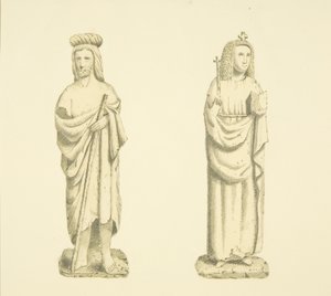 Deux figures dans les niches de la tour de St Mary Redcliffe