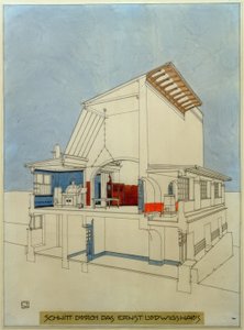 Coupe à travers la maison Ernst-Ludwig