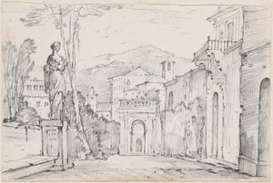 Une rue romaine avec Monte Cavo au loin - Joseph Marie Vien