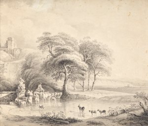 Paysage avec gué