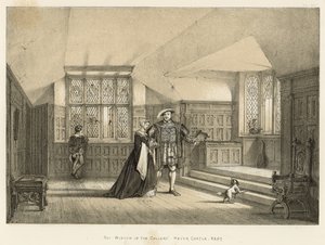 Baie vitrée dans la galerie, château de Hever, Kent