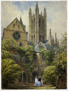 Professeur, femme, enfant et chien dans la cathédrale - Joseph Nash