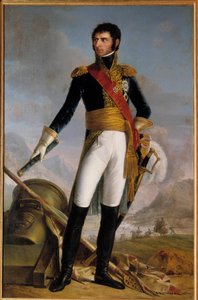 Portrait en pied de Jean Baptiste Jules Bernadotte (1763-1844) prince de Ponte Corvo puis Charles Jean XIV, roi de Suède en 1818, représenté en 1804