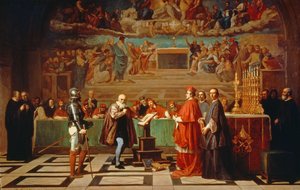 Galileo Galilei (1564-1642) devant les membres du Saint-Office au Vatican en 1633, 1847