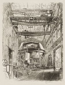 Travail de guerre anglais : Construction de la grande tourelle - Joseph Pennell
