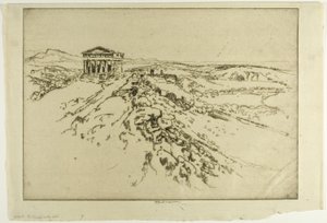 Girgenti, le temple sur le mur - Joseph Pennell