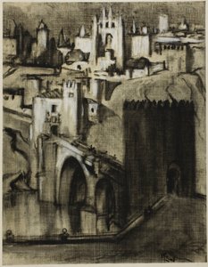 Des allées de palais en terrasses autour de la pente, Tolède - Joseph Pennell