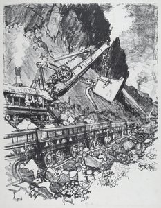 Pelleteuse à vapeur dans la coupe à Bas Obispo - Joseph Pennell