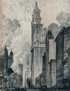 Le Broadway et le Woolworth Building, New York - Joseph Pennell