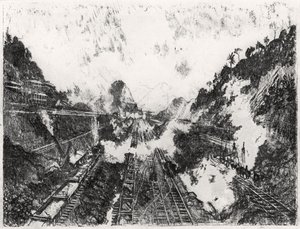 La Coupe vers Ancon Hill, planche XVII de Le Canal de Panama par Joseph Pennell, 1912 - Joseph Pennell