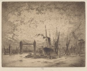 Tower Bridge, soir - Joseph Pennell