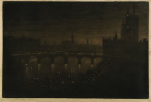 Une nuit à Westminster — Vu de la fenêtre de mon atelier - Joseph Pennell
