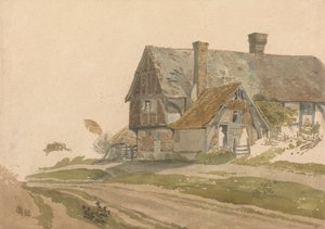 Ferme avec figures à la porte et à la fenêtre