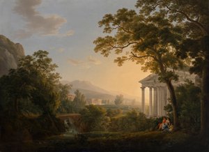 Paysage idéal avec bâtiments de temple - Joseph Rebell