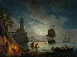 Un port au clair de lune - Claude Joseph Vernet