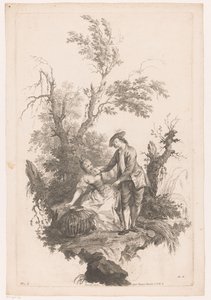 Homme et femme avec un panier de volaille