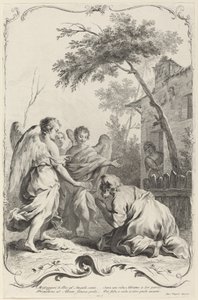 Abraham agenouillé devant les trois anges