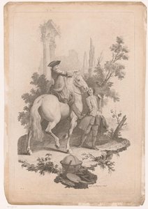 Jeune homme à cheval avec un serviteur