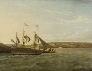 Un navire passant Portishead, vers 1832