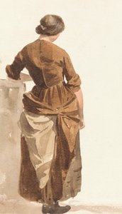 Fille en robe marron