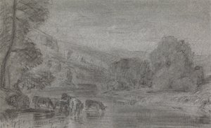 Paysage avec bétail s