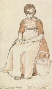 Fille assise avec un panier