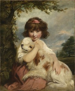 Une jeune fille et son chien - Joshua Reynolds