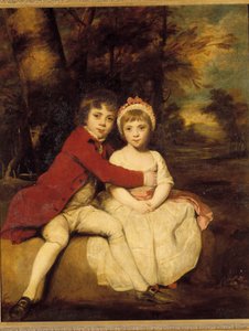 John Parker et sa sœur Theresa Un frère et une sœur enfants se tenant affectueusement. Peinture par Joshua Reynolds (1723-1792)