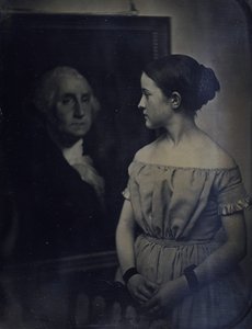 Fille avec portrait de George Washington, vers 1850