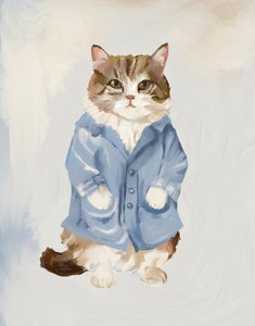 Un chat adorable en manteau bleu - Josie George