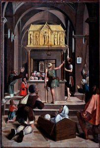 Vie de Saint Sébastien : pèlerins sur la tombe de Saint Sébastien