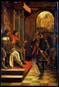 Saint Sébastien devant les empereurs Dioclétien et Maximien, fin du XVe siècle - Josse Lieferinxe