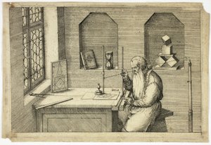 Portrait de Wenzel Jamnitzer dans son étude - Jost Amman