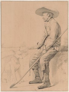 Berger assis avec chien - Jozef Hoevenaar