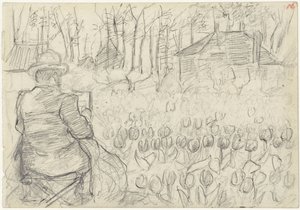 Peintre dans un champ de tulipes - Jozef Israëls