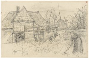 Moulin à eau avec femme ratissant - Jozef Israëls