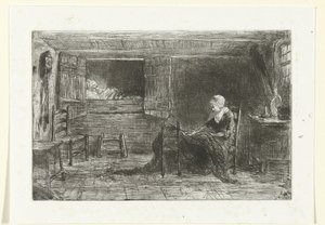 Deux figures dans un intérieur - Jozef Israëls (possibly copy after)