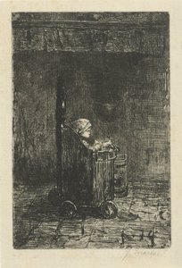 Enfant dans la chaise haute - Jozef Israëls (signed by artist)