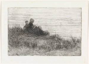 Paysage de dunes avec mère et enfants - Jozef Israëls