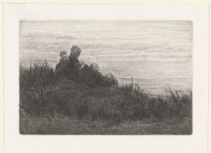 Paysage de dunes avec mère et enfants - Jozef Israëls