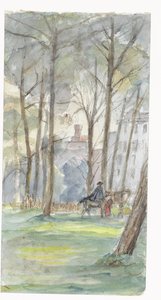 Parc avec des figures à cheval