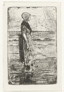 Femme debout sur la plage - Jozef Israëls